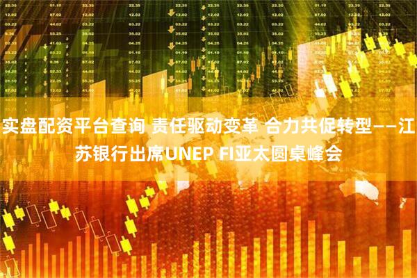 实盘配资平台查询 责任驱动变革 合力共促转型——江苏银行出席UNEP FI亚太圆桌峰会