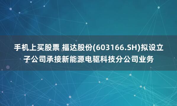 手机上买股票 福达股份(603166.SH)拟设立子公司承接新能源电驱科技分公司业务