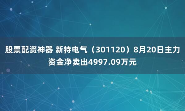股票配资神器 新特电气（301120）8月20日主力资金净卖出4997.09万元